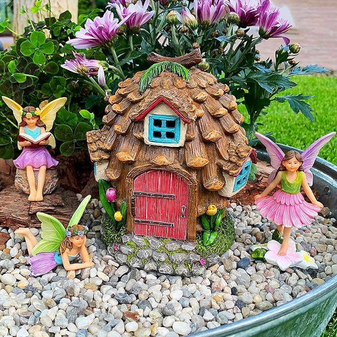 Mood Lab Fairy Garden - Pinecone Fairy House Kit of 4 pcs - Miniature Figurines & Accessories Set - Outdoor or House Decor-VerdiqueGarden