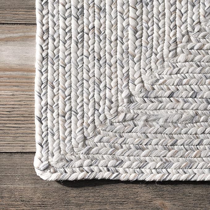 nuLOOM Oval 3' x 5' Solid Hand Braided Indoor/Outdoor Area Rug, Pet-Friendly, High Traffic, Weather Resistant, for Patio, Balcony, Bedroom, Living, Dining Room, Wynn Ivory-VerdiqueGarden