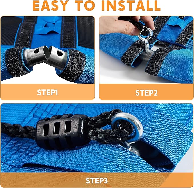 TURFEE 40" Saucer Tree Swing Set - 900Lb Weight Capacity, 900D Oxford Waterproof, with Hanging Straps Swings for Kids Playground Outdoor Activity Backyard Daily Exercise Fun(Blue)-VerdiqueGarden