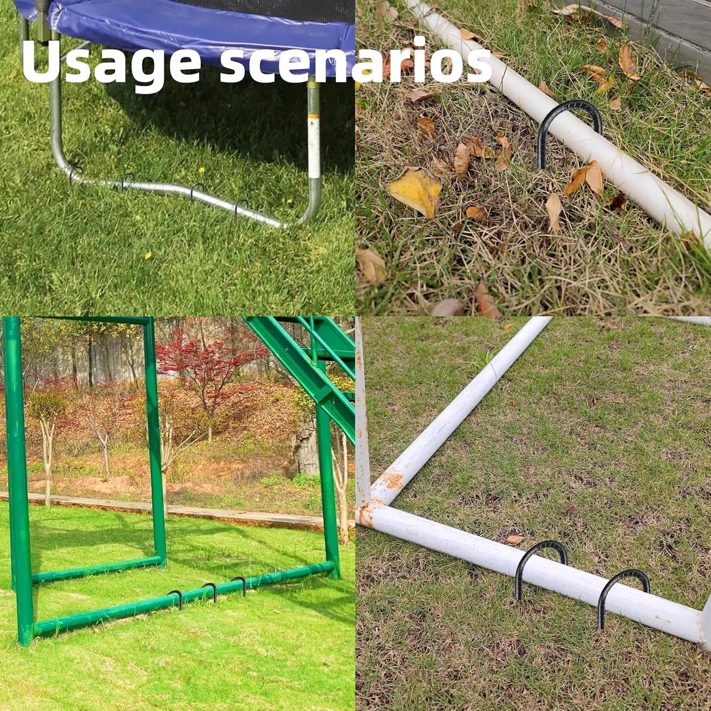 10 Pieces 16-Inch Garden Ground Stakes Galvanized Steel J Shape Hook Rebar Stake - Heavy DutyAnchors for Tents, Position Kits,Fences, and Trampolines-VerdiqueGarden