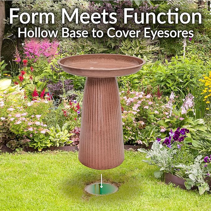 Sunnydaze Gleeful Garden Metal Bird Bath for Outdoors - Large Decorative Iron Birdbath - 23-Inch - Canyon Clay Glaze-VerdiqueGarden