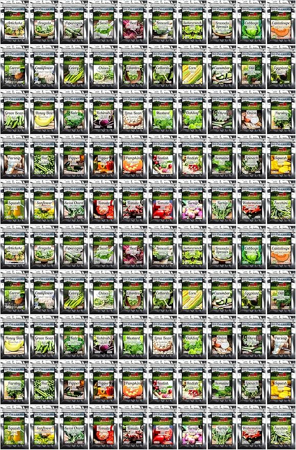 100 Seed Packets, 50 Varieties: Ultimate Seed Vault for Home Food Security & Abundant Gardens by B&KM Farms-VerdiqueGarden