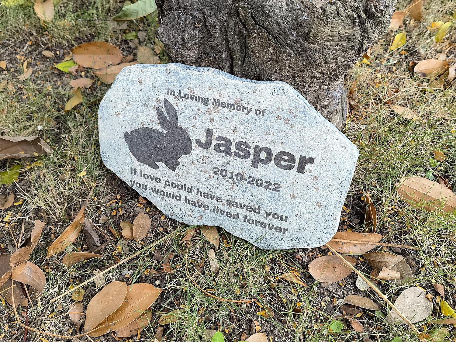 Zatanmulo Personalized Pet Memorial Stone, Garden Memorial Stone Personalized, Rabbit Headstone, Rabbit Tombstone, Memorial Plaque Outdoor, Garden Stepping Stone (Rabbit)-VerdiqueGarden