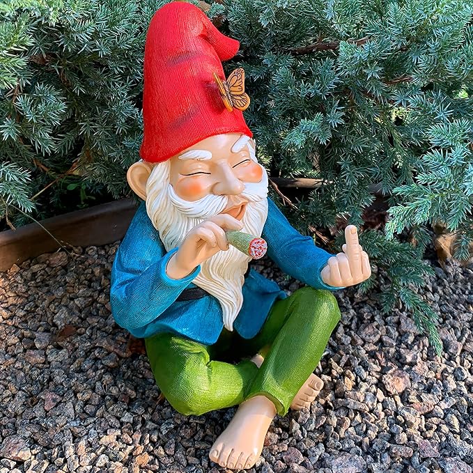Mood Lab Garden Gnome - Relaxed Gnome - 9.6 Inch Tall Statue Lawn Garden Figurine - for Outdoor or House Decor-VerdiqueGarden