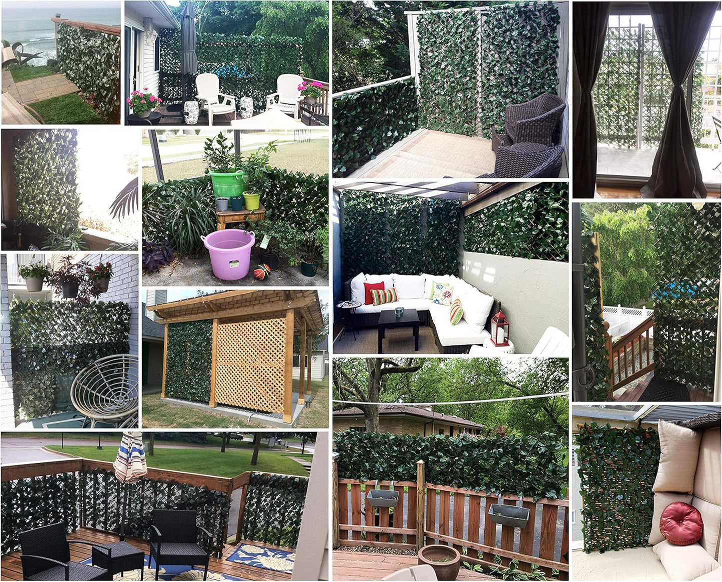 Expandable Fence Privacy Screen for Balcony Patio Outdoor,Decorative Faux Ivy Fencing Panel,Artificial Hedges (Single Sided Leaves)……-VerdiqueGarden