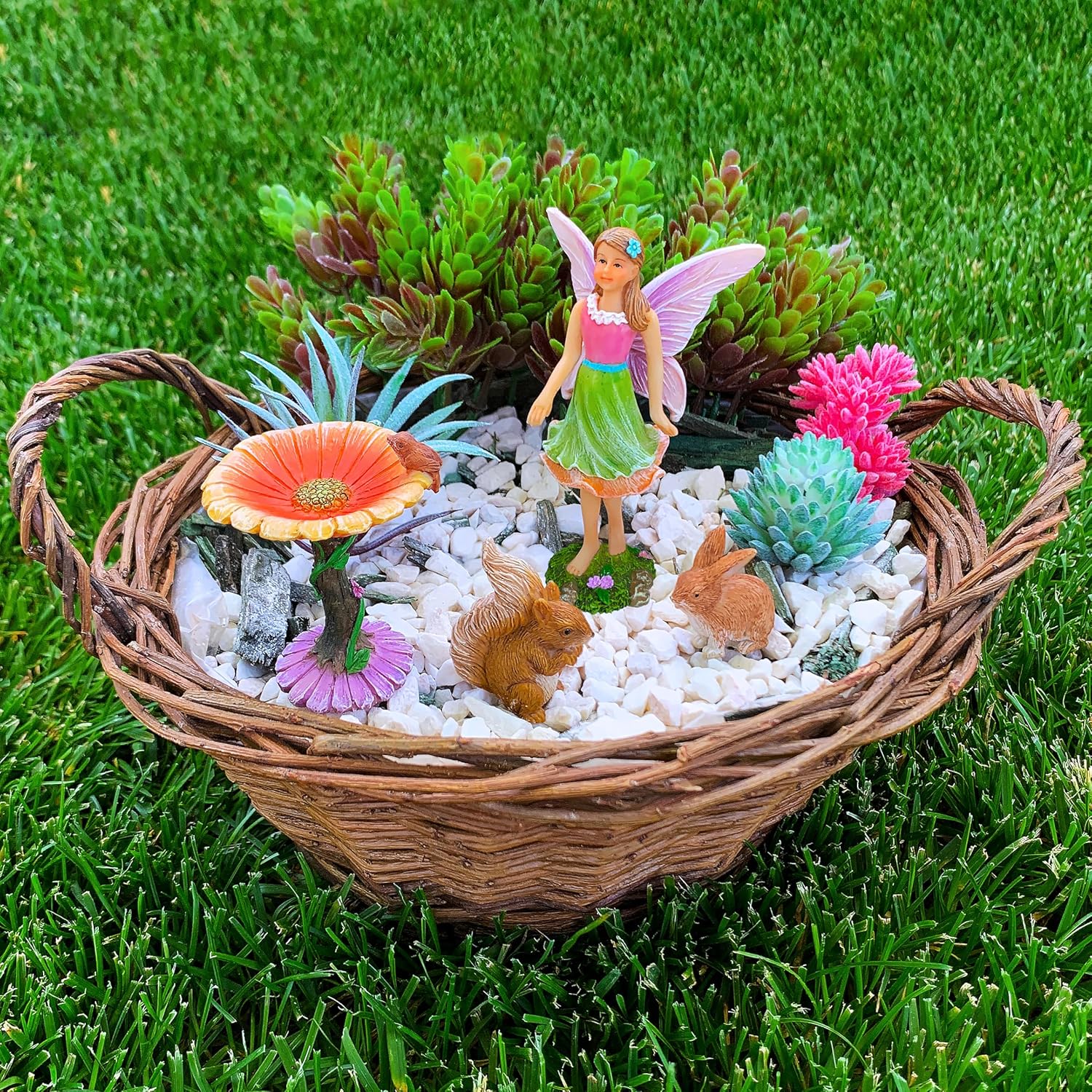 Mood Lab Fairy Garden Kit - Miniature Figurines & Accessories - Flower Set of 4 pcs - for Outdoor or House Decor-VerdiqueGarden