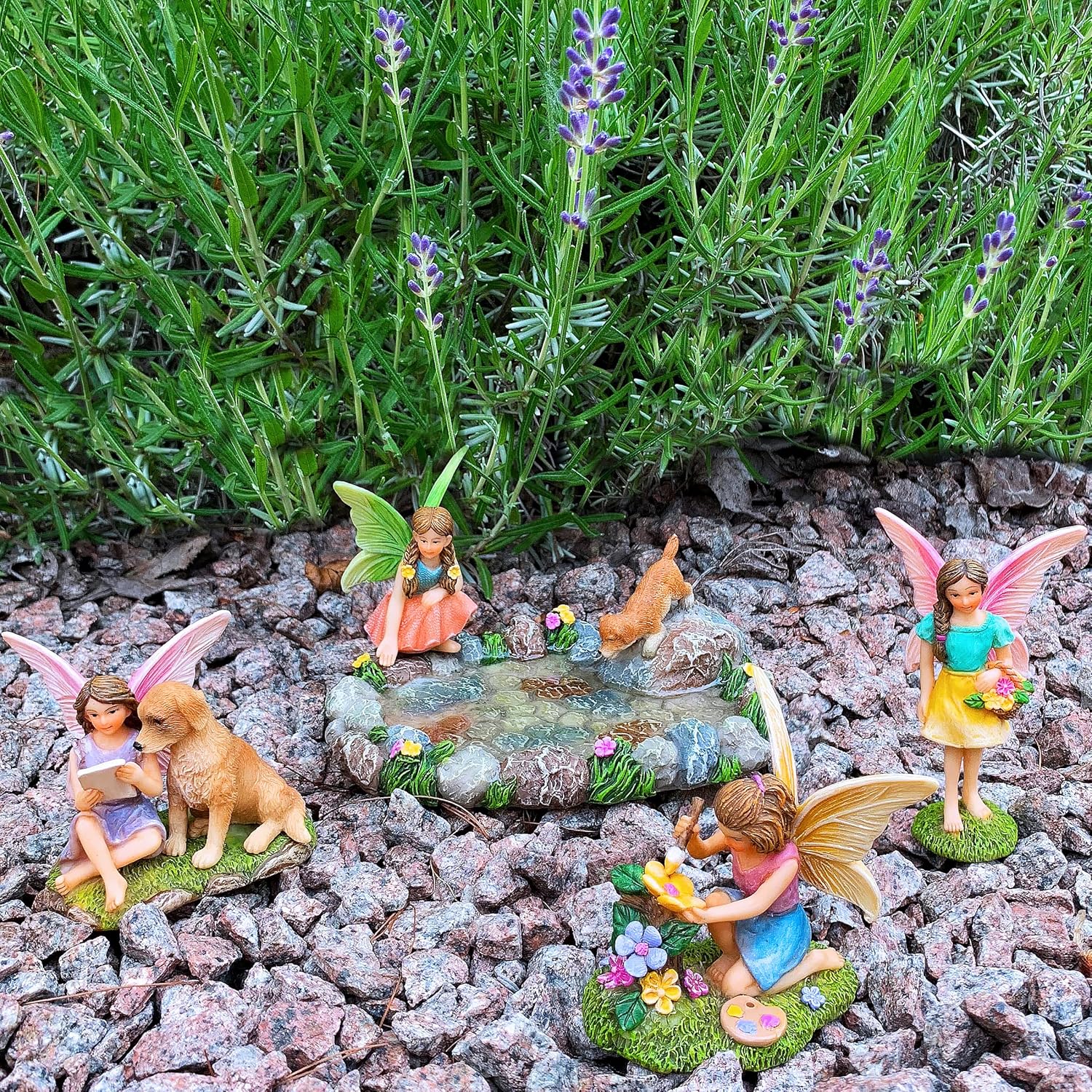 Mood Lab Fairy Garden Miniature Pond Kit - Figurines & Accessories Set of 5 pcs - Outdoor or House Decor-VerdiqueGarden