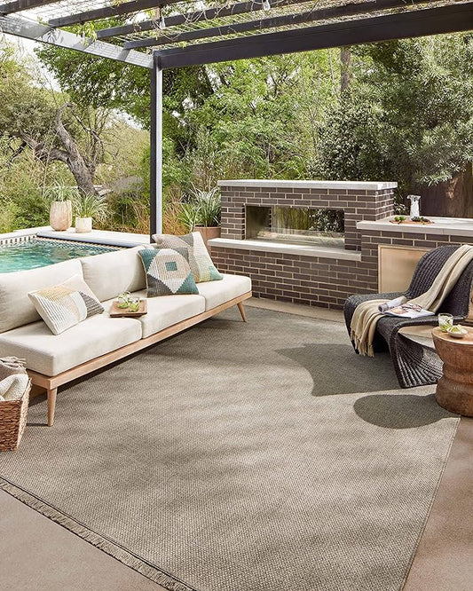 Loloi Dawn Collection Indoor/Outdoor DAW-04 Coffee 7'-8" x 7'-8" Round Area Rug-VerdiqueGarden