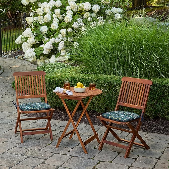 Arden Indoor/Outdoor Foam Seat Pad, 2 Pack, 17 x 16, Patio Cushion, Water Repellent, Fade Resistant, Foam Cushion Sapphire Aurora Blue Damask-VerdiqueGarden