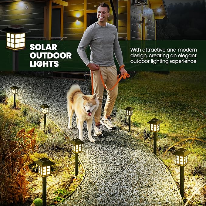 GIGALUMI Solar Outdoor Lights，16 Pack LED Solar Lights Outdoor Waterproof, Solar Walkway Lights Maintain 10 Hours of Lighting for Your Garden, Landscape, Path, Yard, Patio, Driveway-VerdiqueGarden