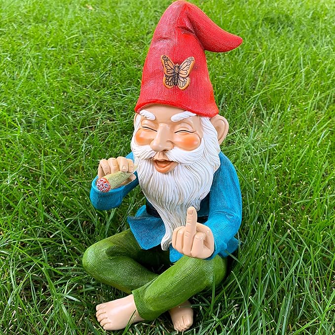 Mood Lab Garden Gnome - Relaxed Gnome - 9.6 Inch Tall Statue Lawn Garden Figurine - for Outdoor or House Decor-VerdiqueGarden