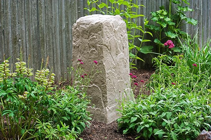Emsco Group 2235 Natural Sandstone Appearance Utility Cover – Lightweight – Easy to Install Tall Monolith Landscape Rock-VerdiqueGarden