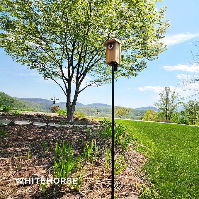 WHITEHORSE Bird House Pole Mount- A Professional Bird Feeder Pole for Outside - Very Sturdy Against Strong Winds - 7’ Tall Bird House Poles for Outdoors - Pole for Bird Feeders - Bluebird House Pole-VerdiqueGarden