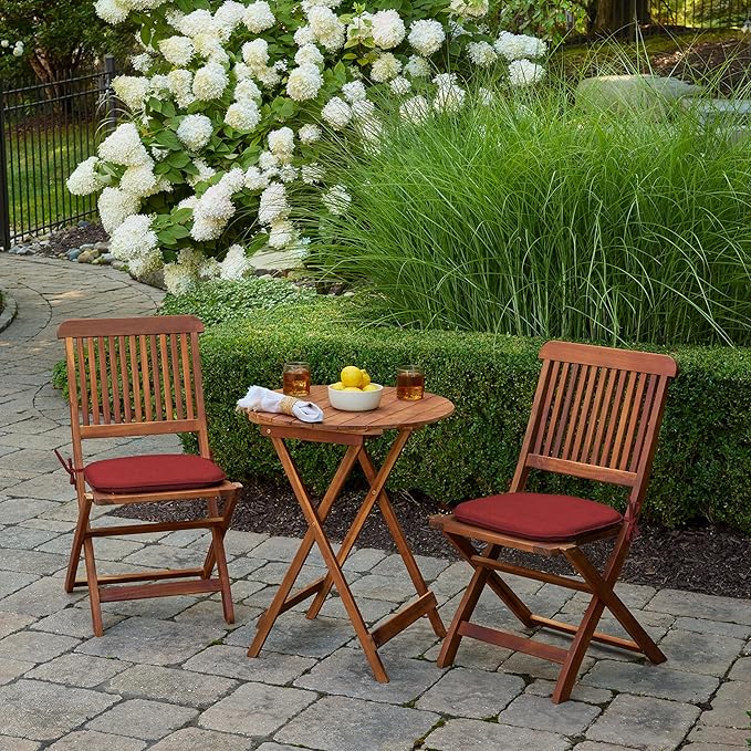 Arden Indoor/Outdoor Foam Seat Pad, 2 Pack, 17 x 16, Patio Cushion, Water Repellent, Fade Resistant, Foam Cushion Ruby Red Leala-VerdiqueGarden