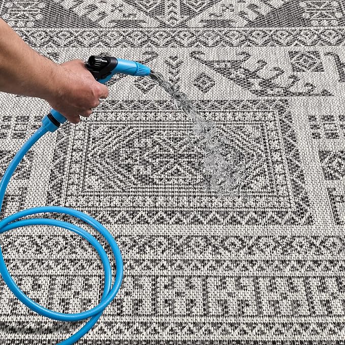 Keen Home Design Terrace Outdoor Area Rug - 4x6 Washable Indoor/Outdoor Rug for Patio, Kitchen, Balcony, Beach, Garden, Deck and Porch, Size: 3'10"x5'7"-VerdiqueGarden