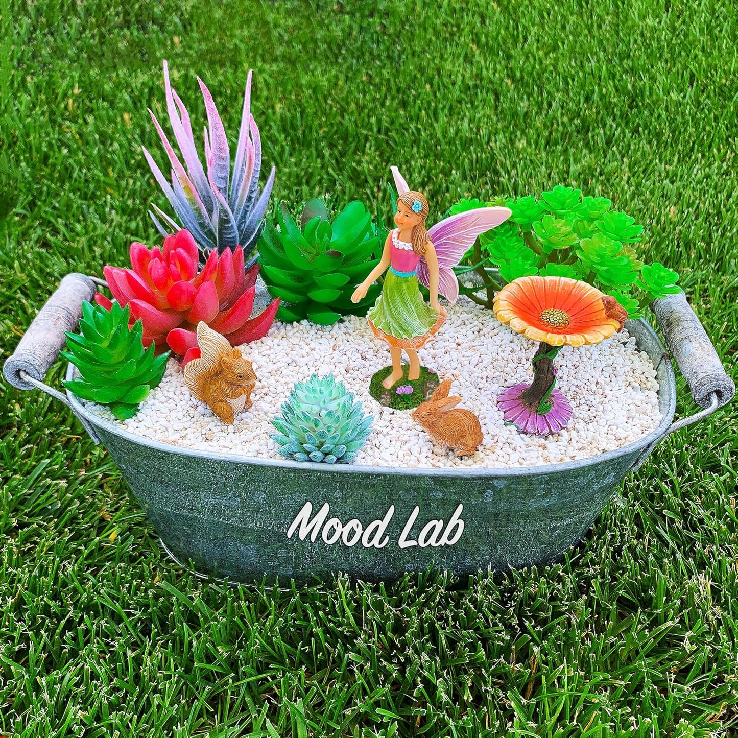 Mood Lab Fairy Garden Kit - Miniature Figurines & Accessories - Flower Set of 4 pcs - for Outdoor or House Decor-VerdiqueGarden