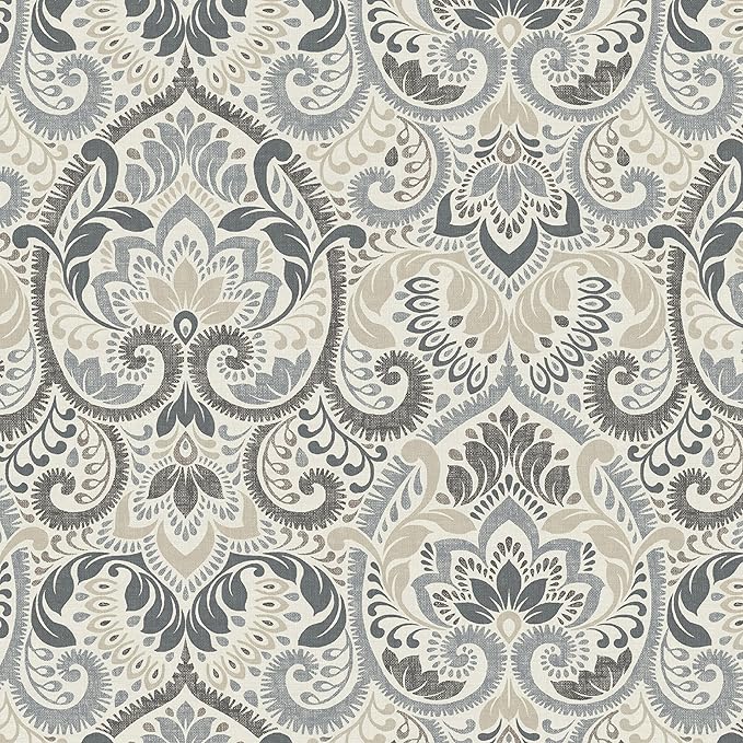 Arden Seat Cushion, 21 x 21, Rain-Proof, Fade Resistant, Cushion for Patio Dining, Adirondack, and Outdoor Chairs Neutral Aurora Damask-VerdiqueGarden