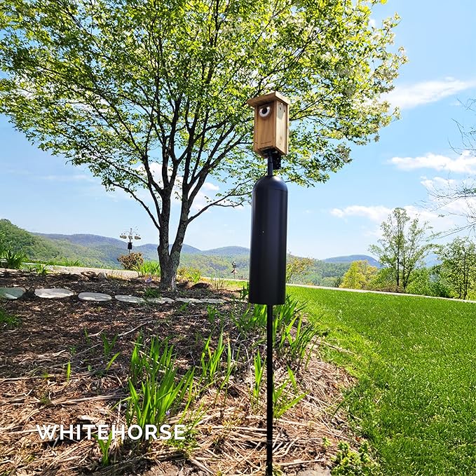 WHITEHORSE Bird House Pole with Baffle- A Professional Squirrel Proof Bird Feeder Pole - Very Sturdy Against Strong Winds - Bird House Poles for Outdoors - Pole for Bird Feeders - Bluebird House Pole-VerdiqueGarden
