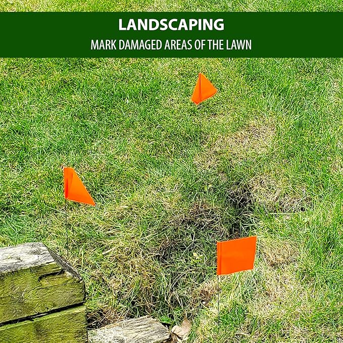 Fluorescent Orange Marking Flags 1000 Pack - 4x5x15 Inch Bulk Yard Flags - Markers For Lawn, Irrigation, Landscaping, Survey & Sprinkler Head Marking-VerdiqueGarden
