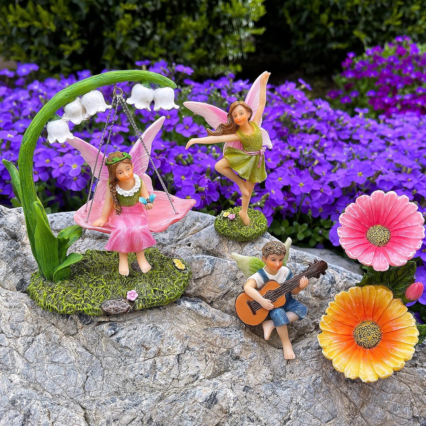 Mood Lab Fairy Garden - Dancing Swing Accessories Kit of 5 pcs - Miniature Garden Figurines Set - Outdoor or House Decor-VerdiqueGarden