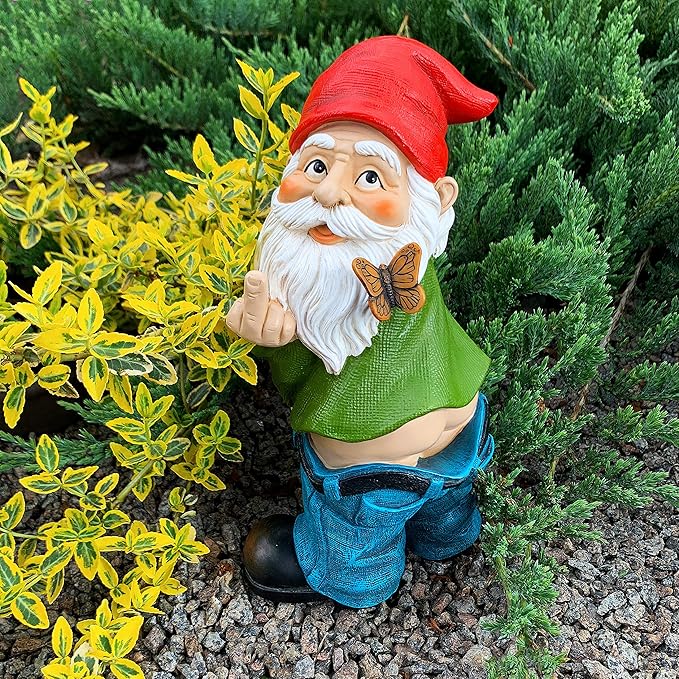 Mood Lab Garden Gnome - Pants Down Gnome - 9.3 Inch Tall Statue Lawn Garden Figurine - for Outdoor or House Decor-VerdiqueGarden