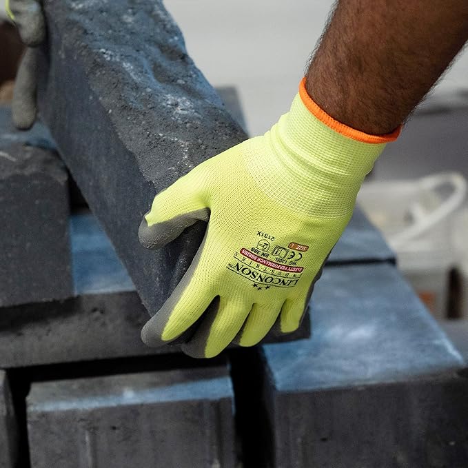 linconson 12 Pack Safety Performance Series Construction Mechanics Wrinkle Latex Work Gloves-VerdiqueGarden