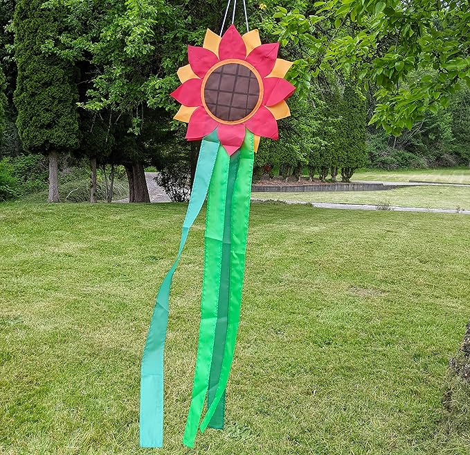 Madrona Brands Red Flower Windsock | Durable Outdoor Hanging Decoration | Yard, Garden, Patio, Home and More | 42-Inch-VerdiqueGarden