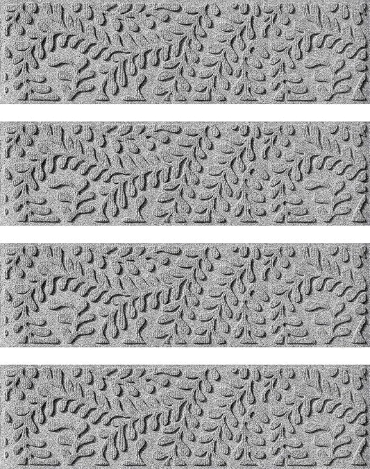 Bungalow Flooring Waterhog Stair Treads (Set of 4) – 8 1/2 x 30 Inches, Durable,Water-Trapping, Indoor/Outdoor Floor Covering, Boxwood Collection – Made in USA, Medium Grey