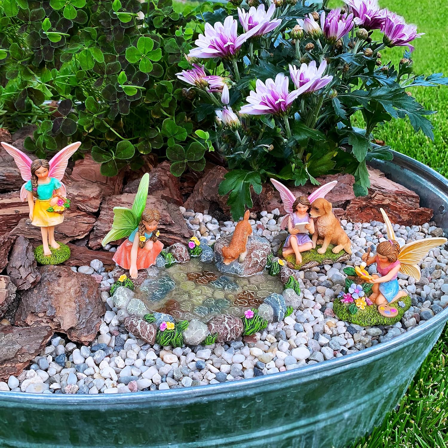 Mood Lab Fairy Garden Miniature Pond Kit - Figurines & Accessories Set of 5 pcs - Outdoor or House Decor-VerdiqueGarden