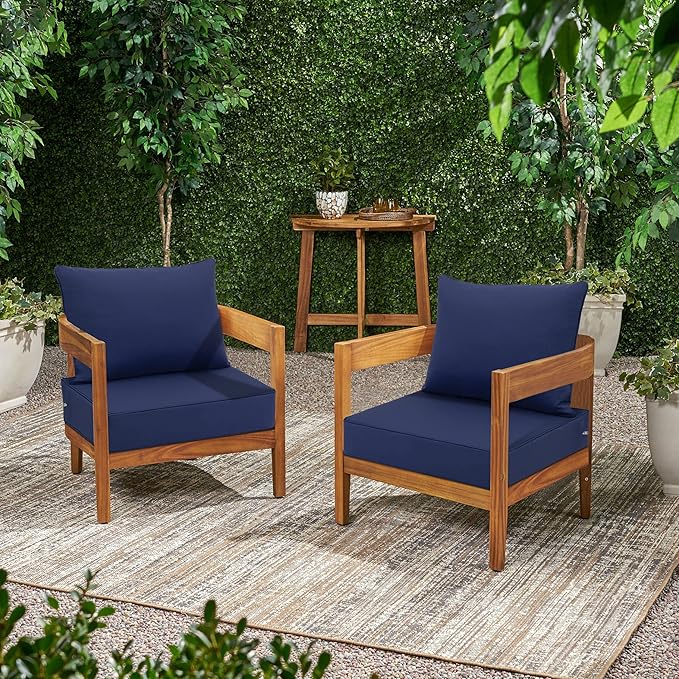 Favoyard Outdoor Seat Cushion Set 22 x 24 Inch Waterproof & Fade Resistant Patio Furniture Cushions with Removable Cover Deep Seat & Back Cushion with Handle and Adjustable Straps for Chair Sofa Couch-VerdiqueGarden