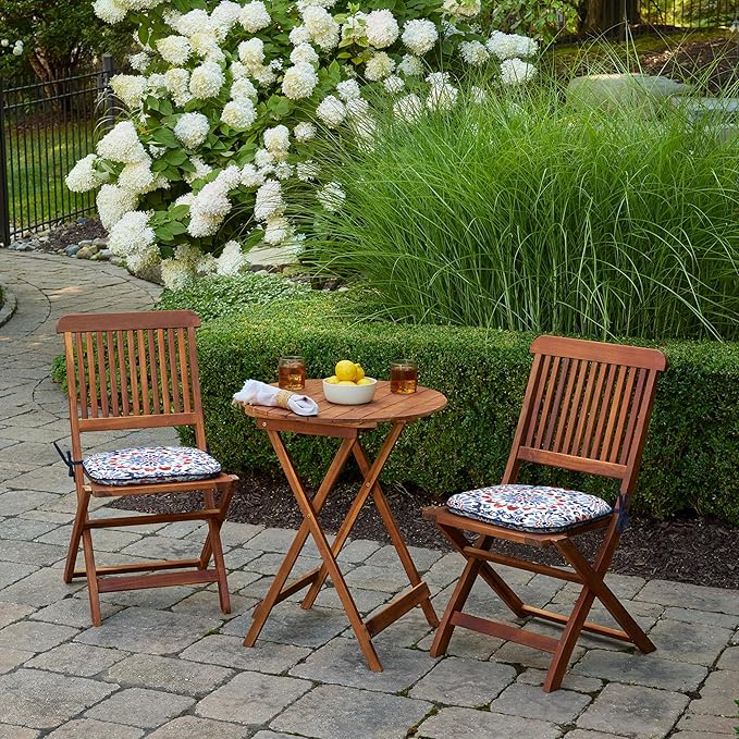 Arden Indoor/Outdoor Foam Seat Pad, 2 Pack, 17 x 16, Patio Cushion, Water Repellent, Fade Resistant, Foam Cushion Clark Blue-VerdiqueGarden