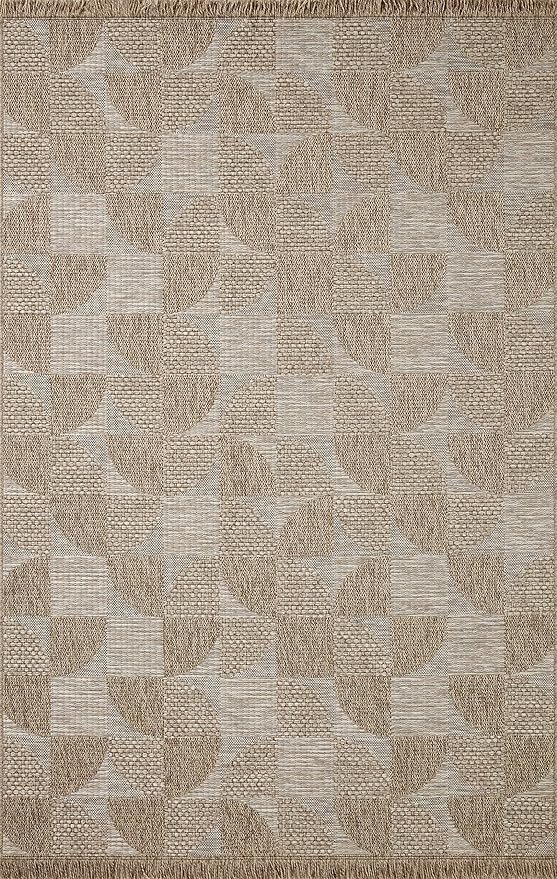 Loloi Dawn Collection Indoor/Outdoor DAW-08 Beige 7'-8" x 10' Area Rug-VerdiqueGarden