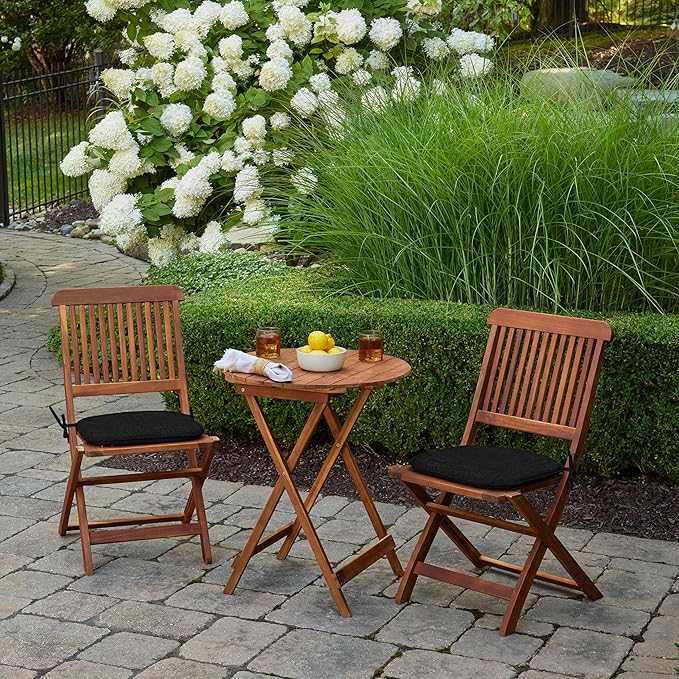 Arden Indoor/Outdoor Foam Seat Pad, 2 Pack, 17 x 16, Patio Cushion, Water Repellent, Fade Resistant, Foam Cushion Black Leala-VerdiqueGarden