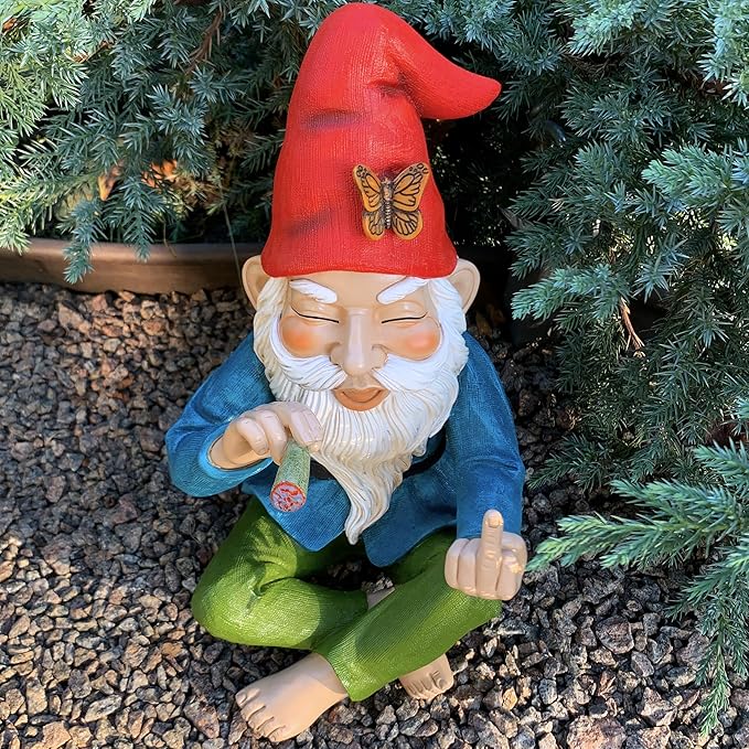 Mood Lab Garden Gnome - Relaxed Gnome - 9.6 Inch Tall Statue Lawn Garden Figurine - for Outdoor or House Decor-VerdiqueGarden