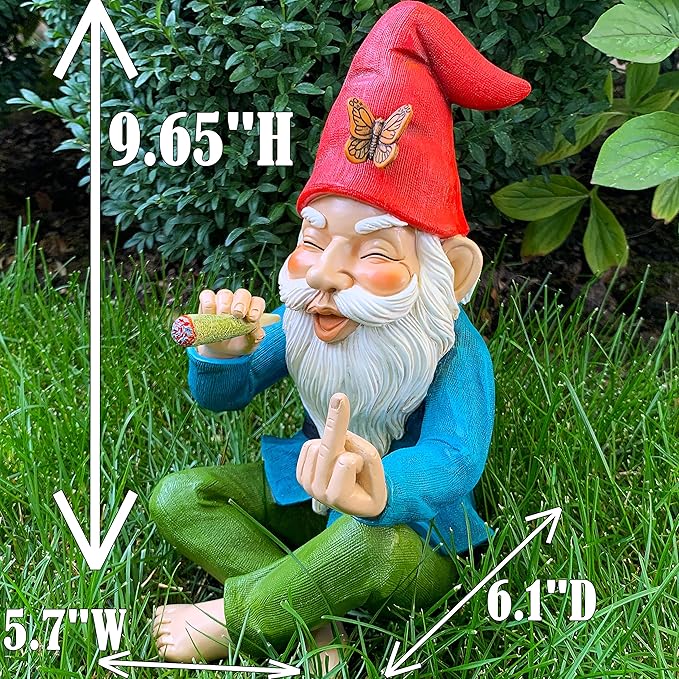 Mood Lab Garden Gnome - Relaxed Gnome - 9.6 Inch Tall Statue Lawn Garden Figurine - for Outdoor or House Decor-VerdiqueGarden