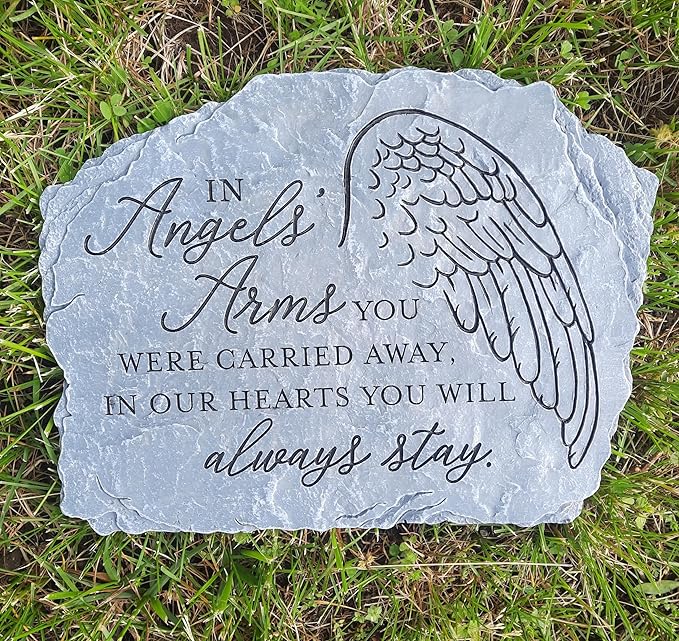 Carson Decorative in Angels' Arms Memorial Garden Stone for Loss of Loved One - Sympathy Gift for Funeral - Remembrance Stepping Stone for Indoor Outdoor Home Decor-VerdiqueGarden
