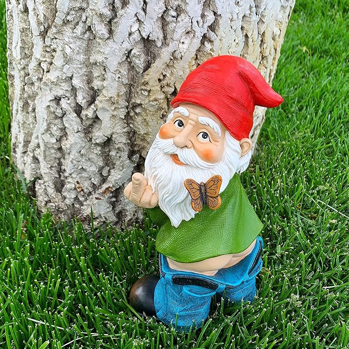 Mood Lab Garden Gnome - Pants Down Gnome - 9.3 Inch Tall Statue Lawn Garden Figurine - for Outdoor or House Decor-VerdiqueGarden