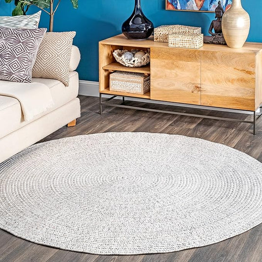 nuLOOM Oval 3' x 5' Solid Hand Braided Indoor/Outdoor Area Rug, Pet-Friendly, High Traffic, Weather Resistant, for Patio, Balcony, Bedroom, Living, Dining Room, Wynn Ivory-VerdiqueGarden
