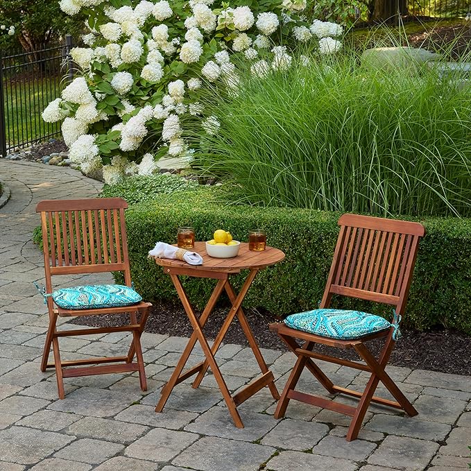 Arden Indoor/Outdoor Foam Seat Pad, 2 Pack, 17 x 16, Patio Cushion, Water Repellent, Fade Resistant, Foam Cushion Teal Ariel-VerdiqueGarden