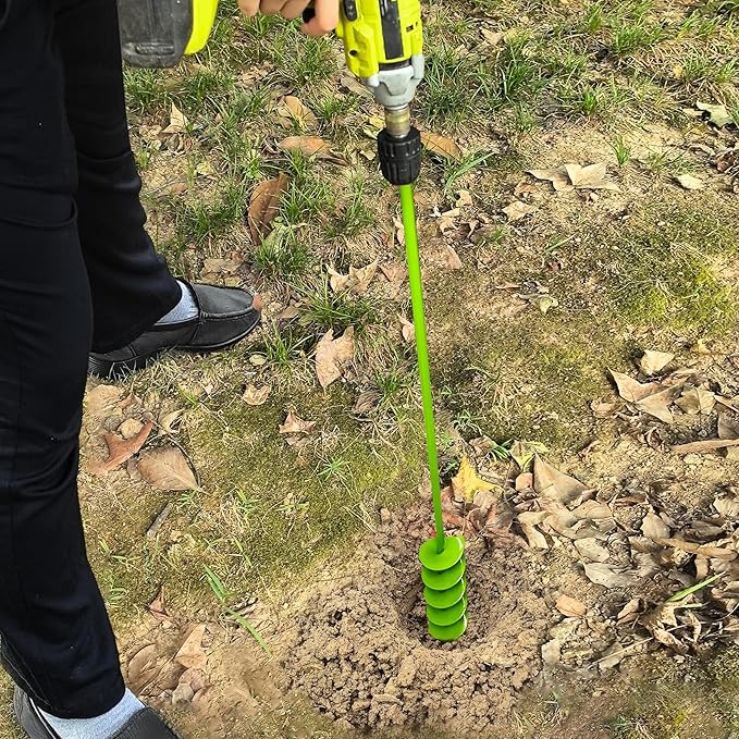 Auger Drill Bit for Planting - 3 x 24 inch Plant Auger for Cordless Drill - Bulb Planter Tool for Bulbs Planting&Holes Digging - 3/8" Hex Drive Drill-VerdiqueGarden