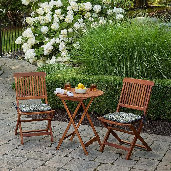 Arden Indoor/Outdoor Foam Seat Pad, 2 Pack, 17 x 16, Patio Cushion, Water Repellent, Fade Resistant, Foam Cushion Sapphire Morrison Floral-VerdiqueGarden