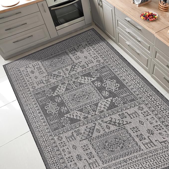 Keen Home Design Terrace Outdoor Area Rug - 4x6 Washable Indoor/Outdoor Rug for Patio, Kitchen, Balcony, Beach, Garden, Deck and Porch, Size: 3'10"x5'7"-VerdiqueGarden