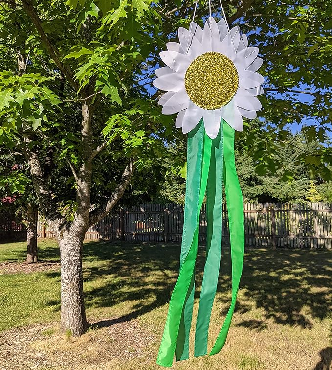 Madrona Brands Daisy Flower Windsock | Durable Outdoor Hanging Decoration | Yard, Garden, Patio, Home and More | 42-Inch-VerdiqueGarden