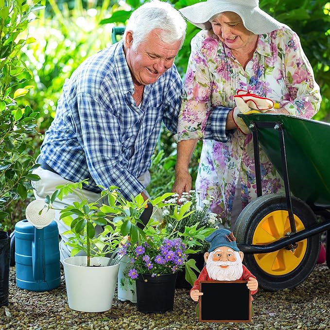 Mood Lab Garden Gnome with Chalkboard Sign - Funny Gnome Statue - 8.7 Inch Tall Lawn Figurine - for Outdoor & House Decor-VerdiqueGarden