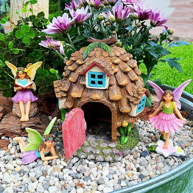 Mood Lab Fairy Garden - Pinecone Fairy House Kit of 4 pcs - Miniature Figurines & Accessories Set - Outdoor or House Decor-VerdiqueGarden