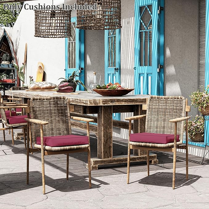 Patio Chair Cushions 17 X 16 X 3 Inch Waterproof Outdoor Seat Cushions for Patio Furniture, Outdoor Sofa Couch Pads with Ties & Handle, Set of 2, Fuchsiared-VerdiqueGarden