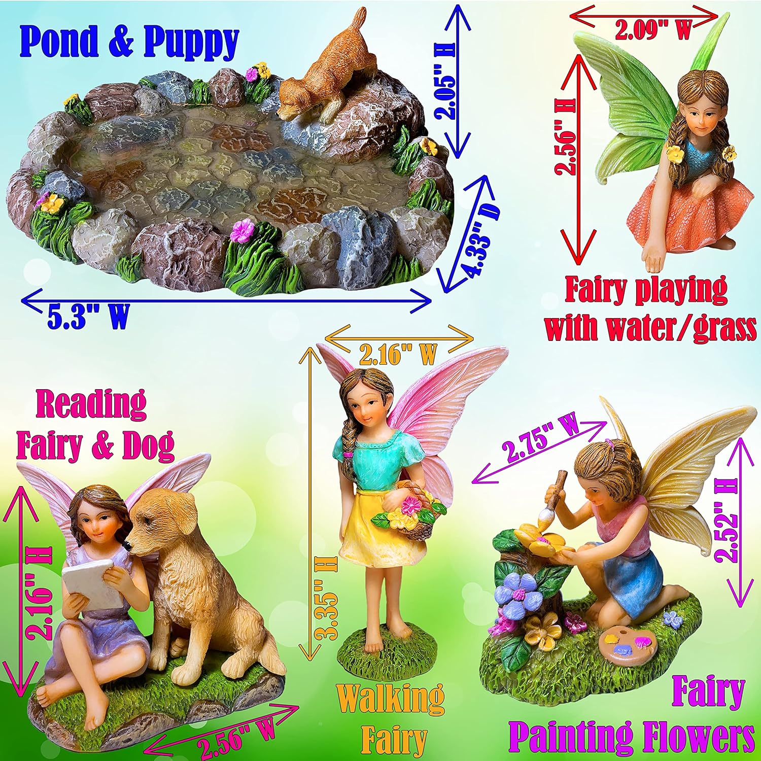 Mood Lab Fairy Garden Miniature Pond Kit - Figurines & Accessories Set of 5 pcs - Outdoor or House Decor-VerdiqueGarden