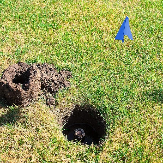 Blue Marking Flags 100 Pack - 4x5x15 Inch Blue Yard Flags - Markers For Lawn, Irrigation, Landscaping, Survey & Sprinkler Head Marking-VerdiqueGarden